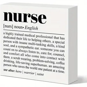 Nurse Thank You Appreciation Gifts for Women Man, RN Nurse Week Gift, Nurse Birthday Graduation Retirement Gifts for Nursing Students, Nurse Definition Office Desk Decor 5x5 inch, Home Office Decor, Novelty Desk Decor