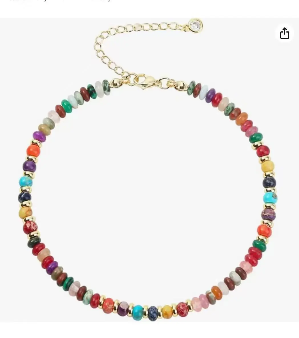 Pancert Women's Rainbow Disc Beaded Anklet - Flat Bead Row, Adjustable Size, Extra Chain Ext., Metal Coating Boho Summer Beach Costume Foot Jewelry