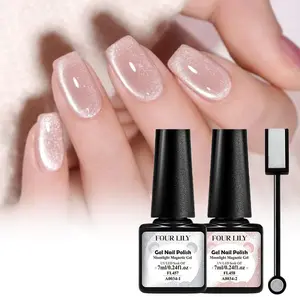 Four Lily Cat Eye Gel Nail Polish Set, Waterproof UV Semi Permanent Gel Nail Art Polish, Nail Art & Nail Polish for Women & Girls, Diy French Manicure, Uv Gel Manicure, French Tips Gel