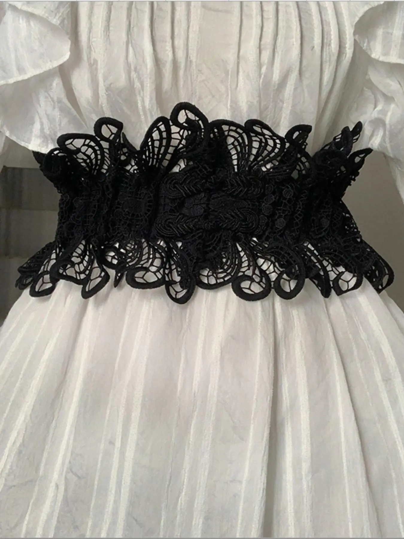 Hollow Out Contrast Floral Lace Trim Waistband, Ruffled Waistband, Adjustable Belts, Decorative Belt, Contrast Lace Belted, Waistband for Women & Girls, Fashion Belt for Party, Daily Clothing Decor, Belt for Birthday Gift