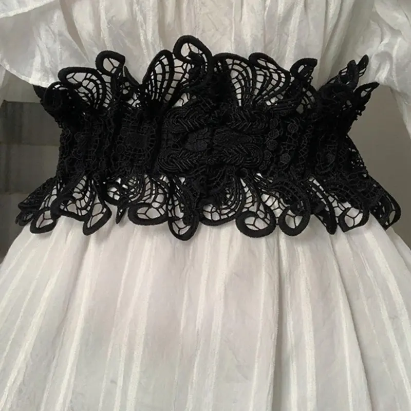 Hollow Out Contrast Floral Lace Trim Waistband, Ruffled Waistband, Adjustable Belts, Decorative Belt, Contrast Lace Belted, Waistband for Women & Girls, Fashion Belt for Party, Daily Clothing Decor, Belt for Birthday Gift