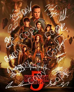 Stranger Things Season 5 Signed Pre Printed Autographs Cast Poster