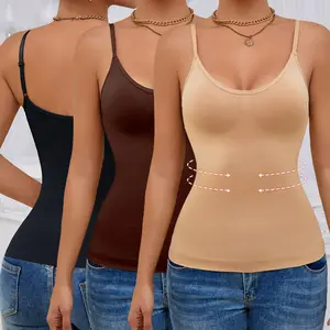 Women's Seamless Tummy Control Shaping Camisoles-Adjustable Back Strap, High Compression Smoothing Tops for Postpartum, Layering Under Dresses/Costumes, No Padding