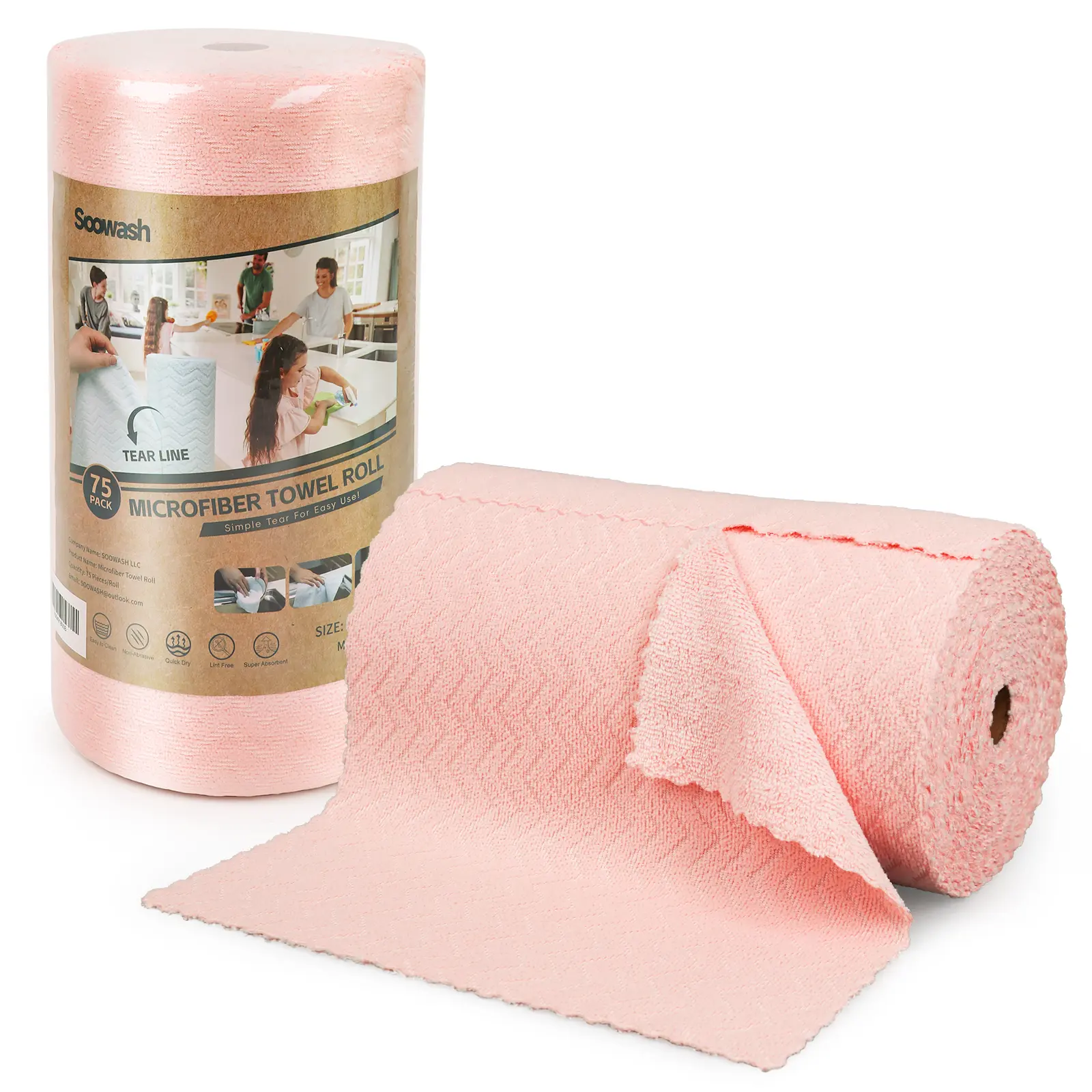 How's My House Microfiber Cleaning Cloth Roll -75 Pack, Tear Away Microfiber Towels, 12" x 12", Reusable, Washable, Scratch Free, Ultra Absorbent Dish Rags for Car, Home, Garage or Shop Household Items Smooth，FathersDayGift