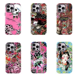 Ed Hardy Skull Rose Phone Case | Punk Y2K Phone Case | Retro Aesthetic Phone Case, compatible with iPhone 17/16/15/14/13/12/11 Pro Max/Plus and Samsung Galaxy S23FE/22/23/24/25, suitable for both men and women, making it a perfect gift for any occasion. t