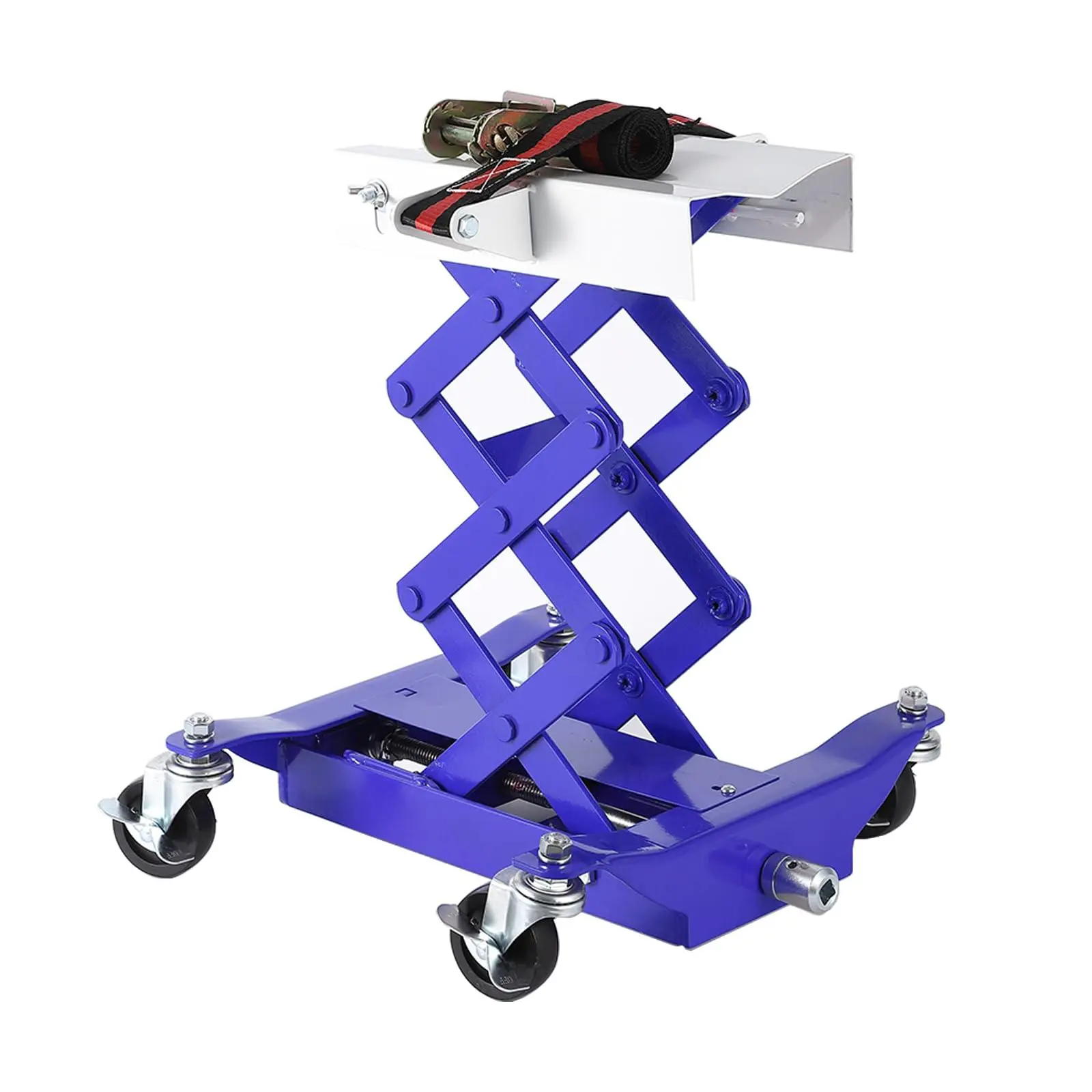 GARVEE Transmission Jack 450 LBS Capacity: Low Profile Lift with 2M Safety Straps & 4 Brake Wheels, 7-23 Inch Range for Car & Truck Repair (Blue)