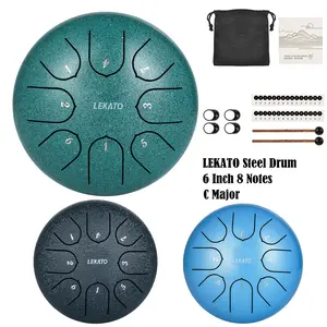 LEKATO Steel Tongue Drum, 6 Inch 8 Notes Steel C Key Handpan Drum, Percussion For Beginner with Song Book, Drum Mallets, Christmas Gift for Family New Year, Mother's Day Father's Day Music Lover Boy Girl Friend Gift