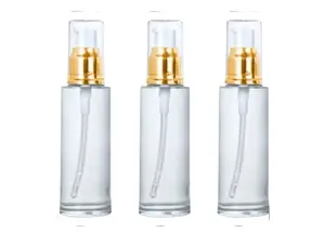 3Pcs Empty Pump Cosmetic Bottles Essential Oil Bottle Empty Bottles Portable Pump Bottle (Golden and White 60ml)