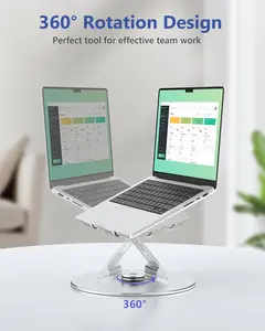 Ergonomic Aluminum Laptop Stand - 360° Rotating Base with Height Adjustable Design for Better Posture & Cooling