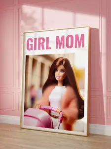 [UNFRAMED POSTER] Girl Mom Poster: Retro Doll Pink Wall Art