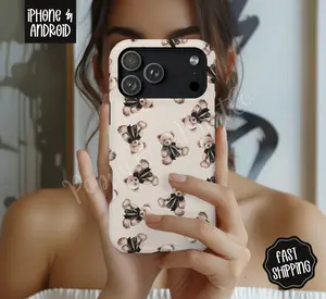 Coquette Bear Phone Case, Cute Phone Cover Mag Safe Compatible, Magnetic Tough Cases