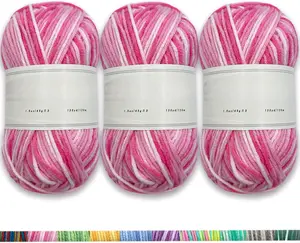 3 count Pack with 5-Ply  Yarn, 3 Balls of 4.8Oz/135g Soft 3mm Medium Thick Colorful Yarn for Crocheting Knitting, 260 Yds/240m Crochet BlanketBraids/DIY (Pink White)