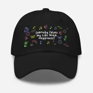Sobriety Colors My Life with Happiness Doodle Art Dad Hat