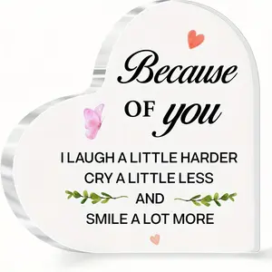 Acrylic Heart-Shaped Friendship Quote Decoration, Vintage Unique Desktop Trophy for Colleagues & Friends, Meaningful Gift for Birthday & Christmas