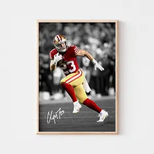 Christian McCaffrey Poster, Signed Football Poster (A3 size-300 Dpi)