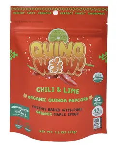 QuinoWow!-Organic Maple Quinoa Popcorn | Oven-Baked | Gluten-Free | Air-Popped | Vegan | Organic Popcorn Snack Packs | Organic Sweet Snack | Organic Quinoa Snacks | QuinoWow! Organic Caramel Popcorn (Chili & Lime, Pack of 6)