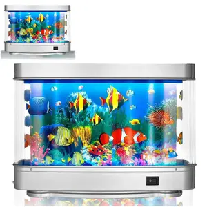 Artificial Fish Tank  Aquarium Sensory/lamp With Wall Shelf Display Cute Moving Decorative In Motion Night Light 1/pcs (fake/fish Tank)