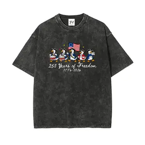 Goose Band 250 Anniversary Independence Day S~3XL Oversize Unisex Washed T-Shirt for Women and Men's Unisex Fit Batik Cotton Oversize Streetwear Menswear  Super Soft Pre-Shrunk