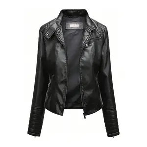 Autumn Jacket Women Windproof Warm Coat Sports Motorcycle Leather Jacket, Warm And Comfortable Elegant Outfit Womenswear Outdoor Activewear