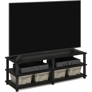 3-Tier Open Frame Design TV Stand Entertainment Center, TV Console for up to 46 Inch TV, Toolless Assembly, Suitable for Living Room Bedroom, Espresso