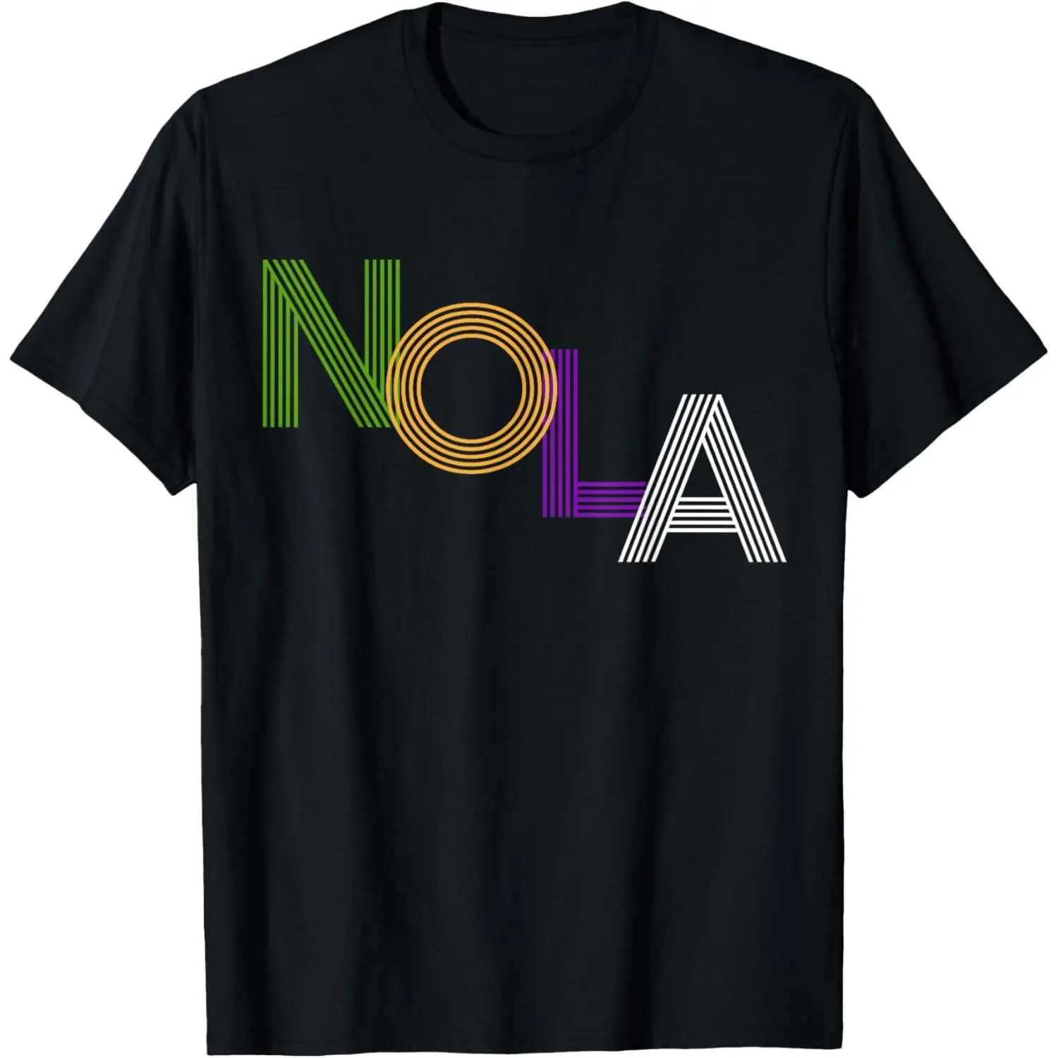 Women's 100% Cotton Short-Sleeve Casual Round Neck Distressed Graphic Nola New Orleans Mardi Gras Retro Souvenir Gift T-Shirt