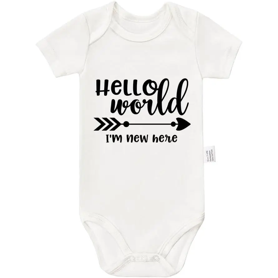 Newborn Baby Cotton Onesie Romper - Short-Sleeve Cute Onesie Pajama, 0-24 Months Unisex Baby Sleepwear, Newborn Announcement Attire, Onesie Pajama Onesies