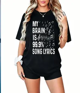 "My Brain Is 99.9% Song Lyrics" Music Lover Cotton T-Shirt