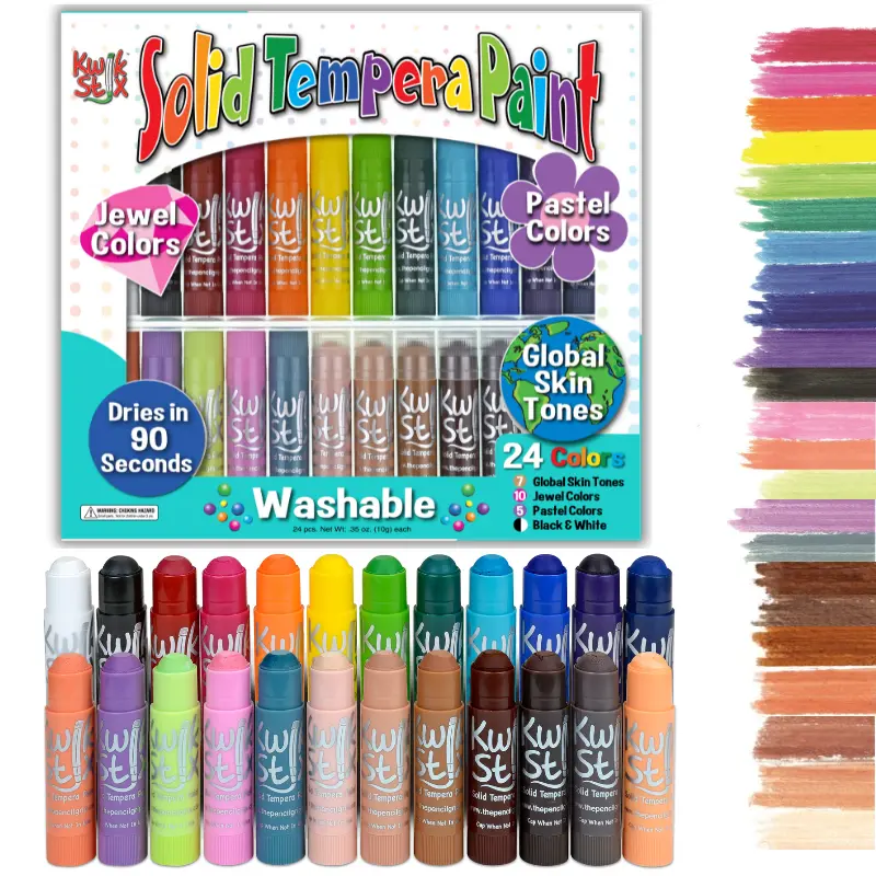 Kwik Stix Paint Sticks, Set of 24: Skin Tones, Jewel, Pastels, Black & White