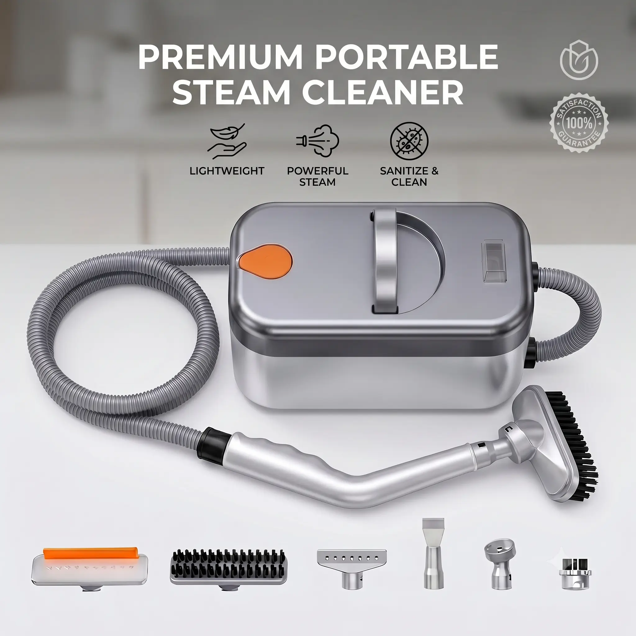 Handheld High-Pressure Steam Cleaner, Multi-Surface Portable Cleaning Machine for Kitchen & Bathroom Use, with Accessories, At-Home Steam Cleaners