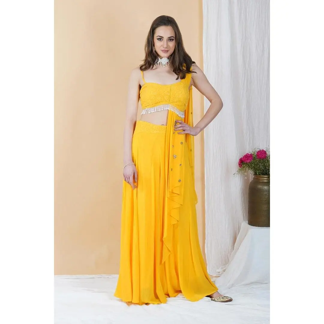 Indo-western Drape Style Skirt Set
