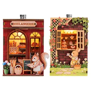 Fridge Magnet DIY Book Nook Kit, 3D Puzzle Toy, Dollhouse Shop Animal Mini House, Creative Assembly Model, Decorative Furniture