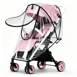Stroller Rain Cover, No-Zip Waterproof Stroller Cover - Food Grade Material, Breathable Baby Travel Weather Shield for Most Single Strollers & Joggers, Black