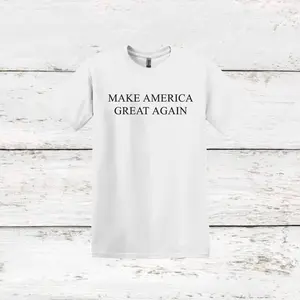 Make America Great Again Shirt Cotton Casual Crew Neck Plain