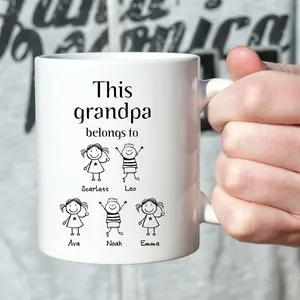 This grandpa belongs to mug with grandchildren names / Christmas Gift for Grandpa / Children drawing / Personalised Father's Day / For pops lvzoox4ef0uy