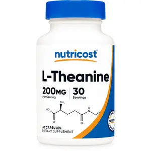 Nutricost L-Theanine 200mg – 30 Capsules, Calm & Focus Support, Non-GMO Supplement