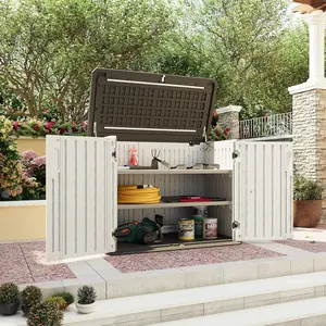 Aoxun Waterproof Resin Outdoor Storage Shed - 21/25/64Cu.Ft Widened Vertical Cabinet with Floor, Easy to Assemble, for Patio & Garden Use, Garden Tools (Grey),summervibes