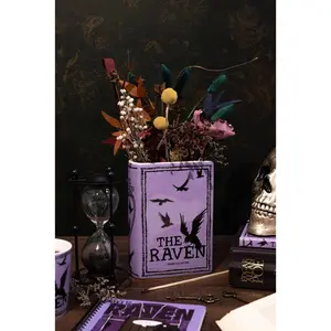 Ceramic Raven Decorative Book Vase - Gothic Cottagecore Home Decor, Artwork for Gifting