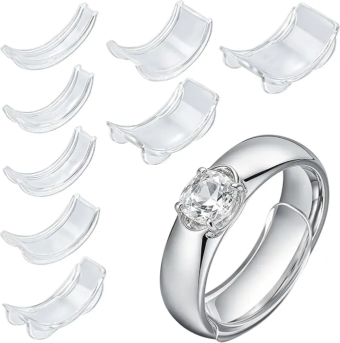 8PCS Ring Adjuster for Loose Rings, Fits Bands Width to 1-8 mm | Ring Adjuster Clips Set, Invisible Rings Reducer for Women and Men