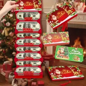 10-Pocket Santa Dollar Bill Holder, Fringe Foldable Design, Blue Colors, Perfect for Christmas, Holiday Gifts, Party Favors