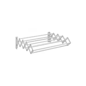 Wall-Mounted Expandable Steel Clothes Drying Rack with 9 Rods Cloud White