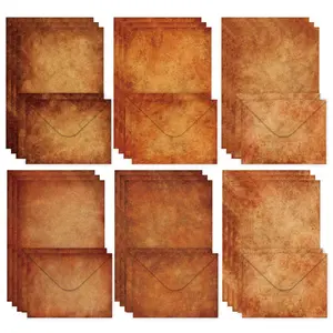 Vintage Stationery Set, 48 Pcs Retro Envelopes and Letter Papers, 6 Styles Antique Old Fashioned Writing Paper for Letter Writing, Invitations, Greeting Cards, DIY Crafts