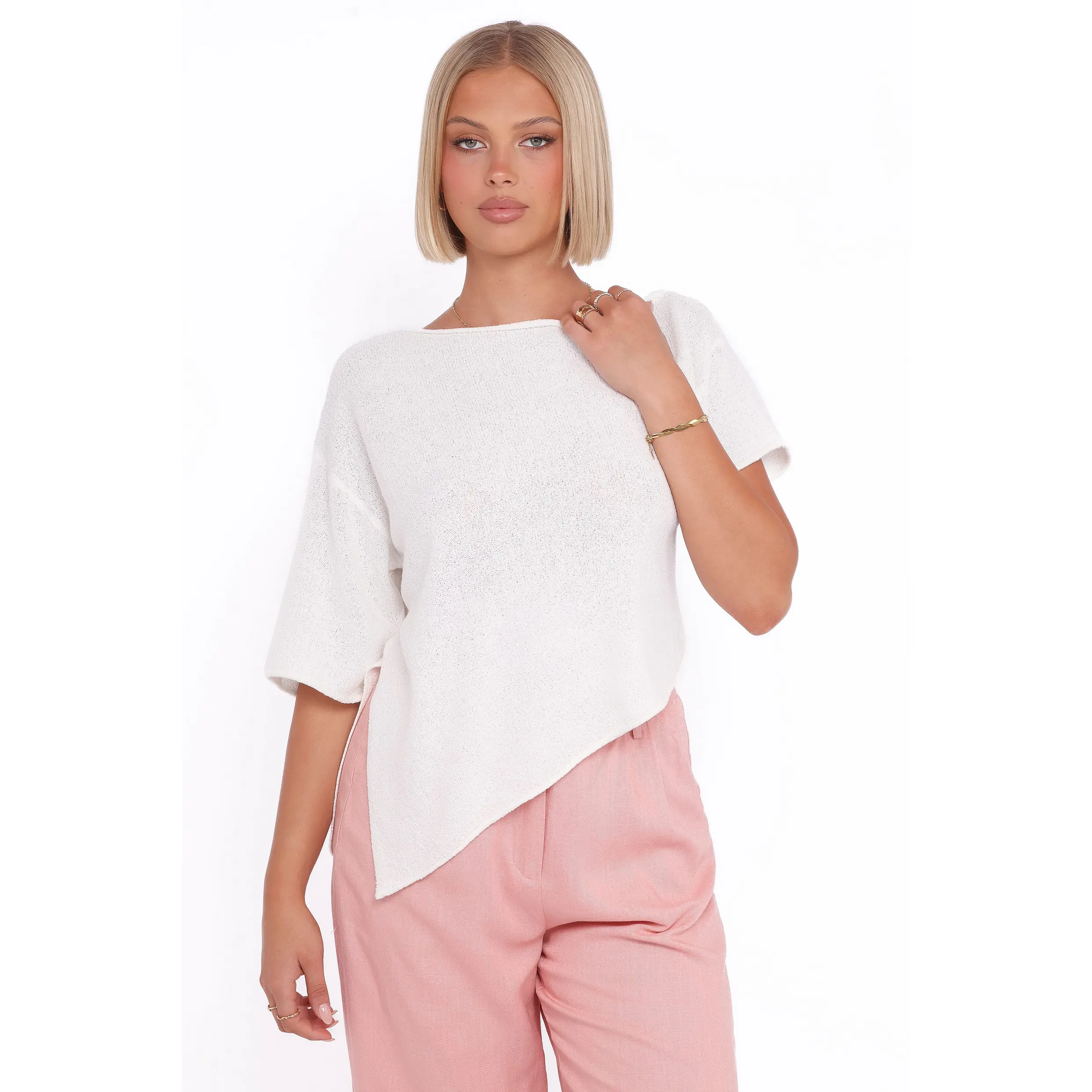 Ardena Boucle Knit Top - Cream