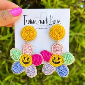 Multicolor Flower Beaded Earrings