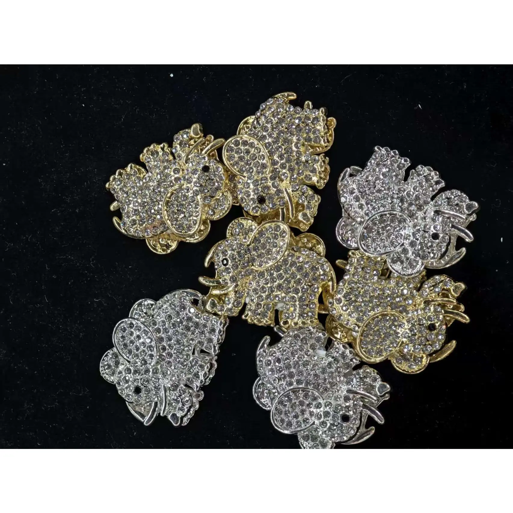 440-442(2PCS)Cute Rhinestone Elephant Charms | Sparkly Silver Animal DIY Accessories