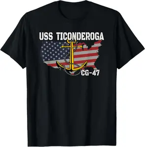USS Ticonderoga CG-47 Cruiser Veteran Day Father Grandpa Dad T-Shirt