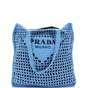 Pre-owned PRADA Raffia Tote Bags REBAG Triangle Logo Open Tote by Rebag