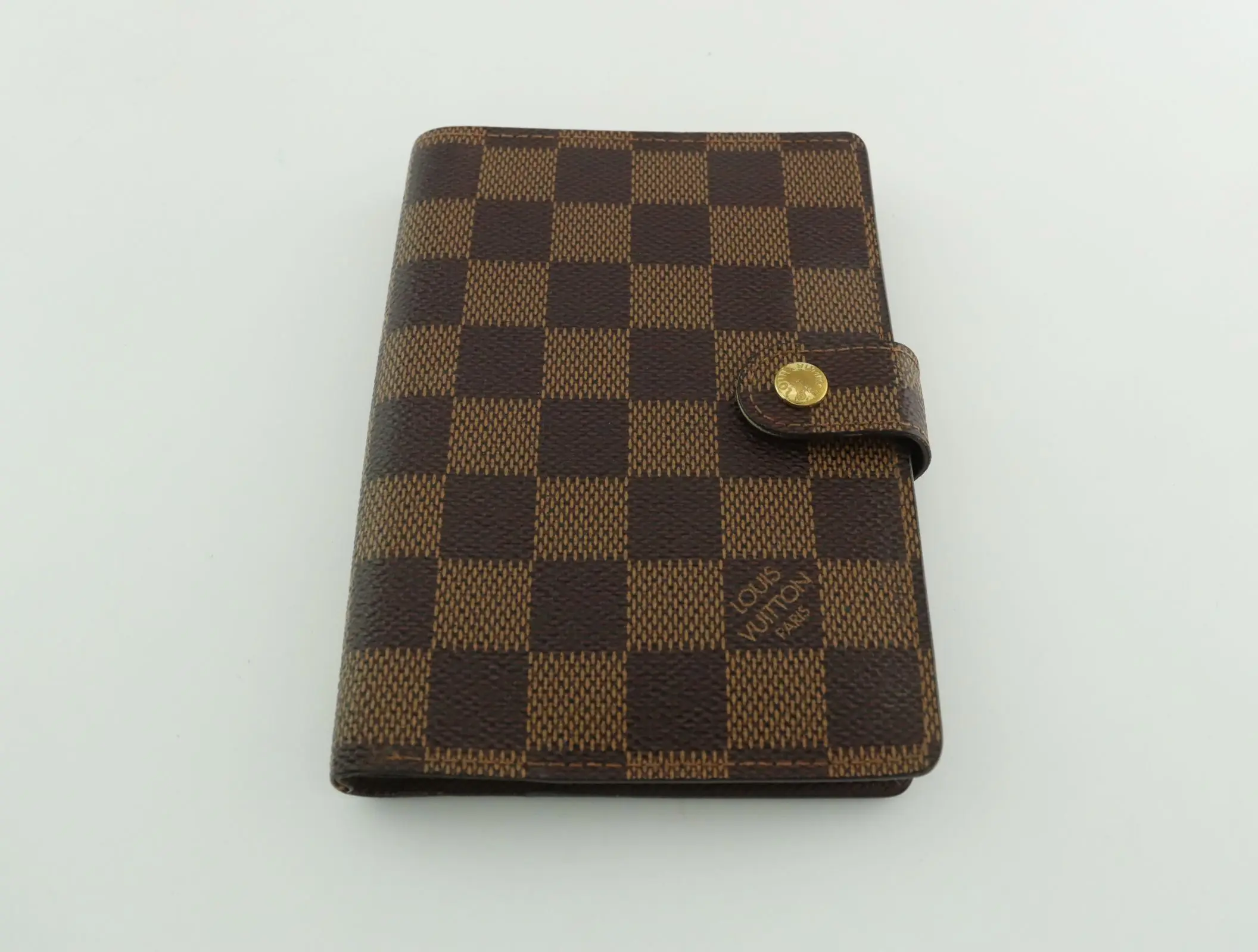 Pre-owned Louis Vuitton Damier Ebene Small Leather Goods PM Agenda