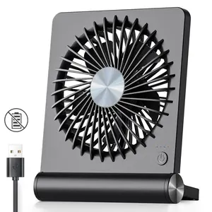 USB Fan, Strong Wind Ultra Quiet Small Desk Fan 220° Tilt Folding 3 Speeds Adjustable USB-C Corded Powered Personal Fan for Home Office Desktop Black