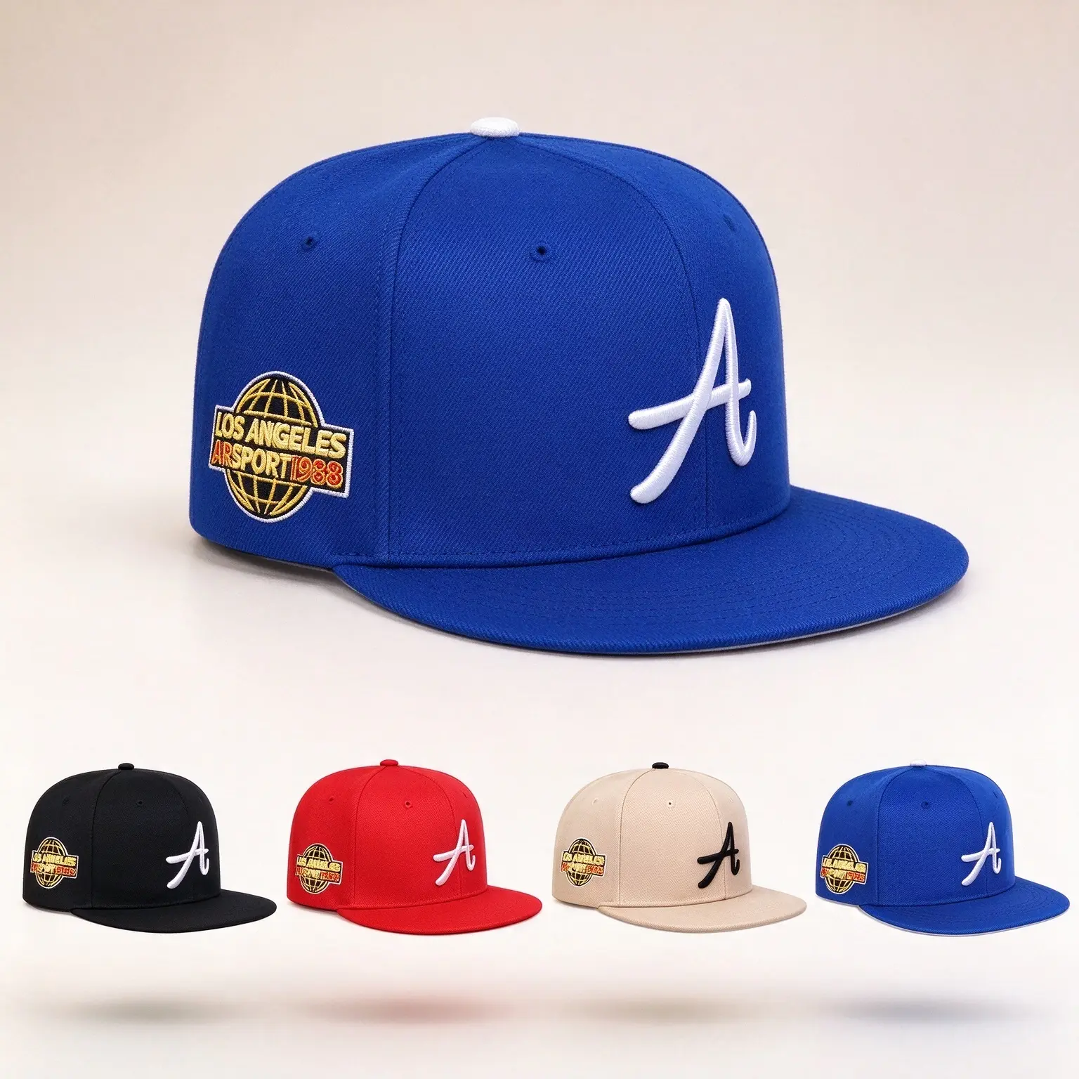 Unisex Vintage Flat-Brim Hat with Letter A Embroidery, Los Angeles 1988 Globe Patch, Adjustable Hip-Hop Snapback, Casual Streetwear Baseball Cap, Hats for Women