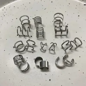 GTHIC Minimalist Simple Stainless Steel Ear Cuffs Set for Men Women Unisex Fashion Accessory Daily Wear